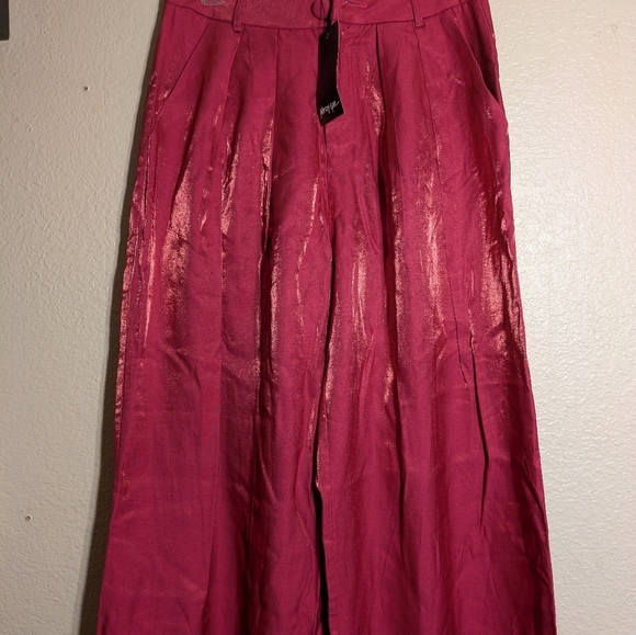 Nasty Gal Collection Size 6 Vibrant Pink Wide-Leg Pants NWT - Picture 4 of 9